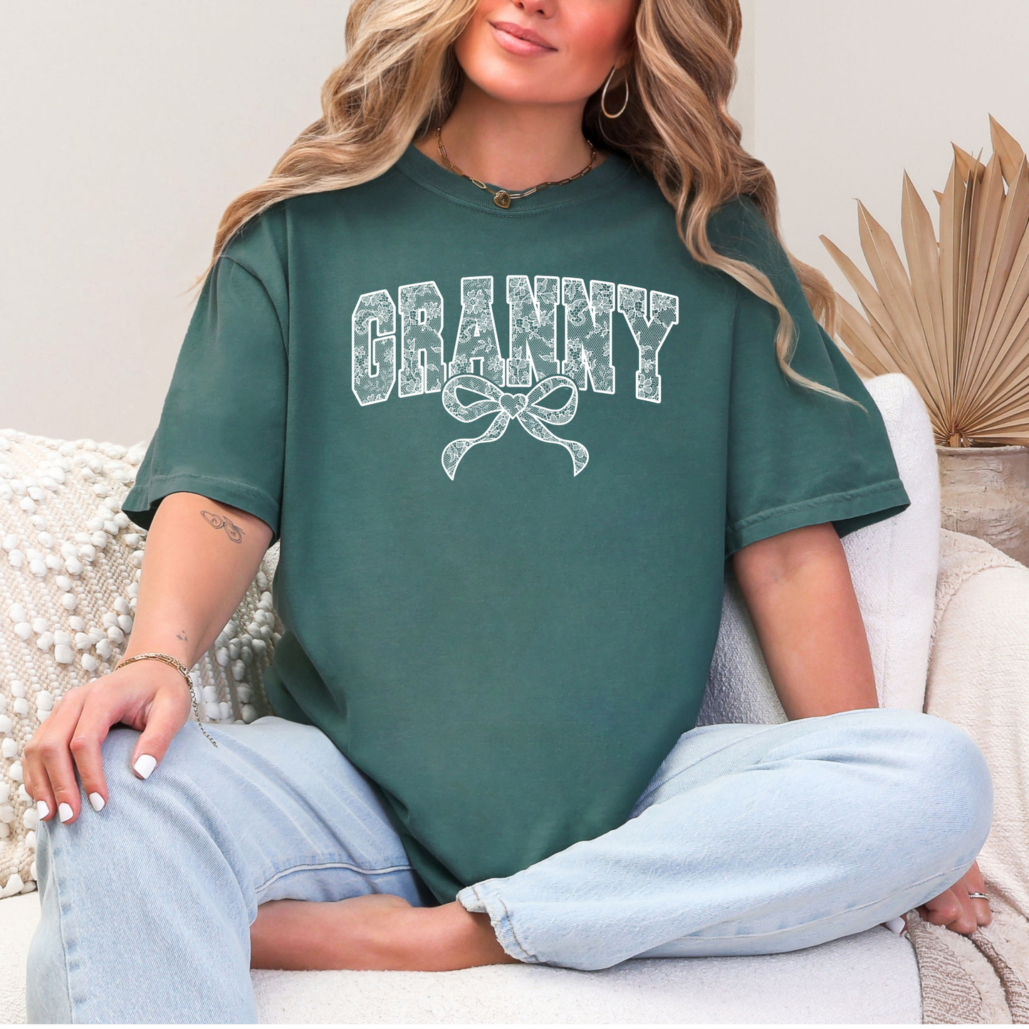 Lace Names Graphic Tee in Spruce