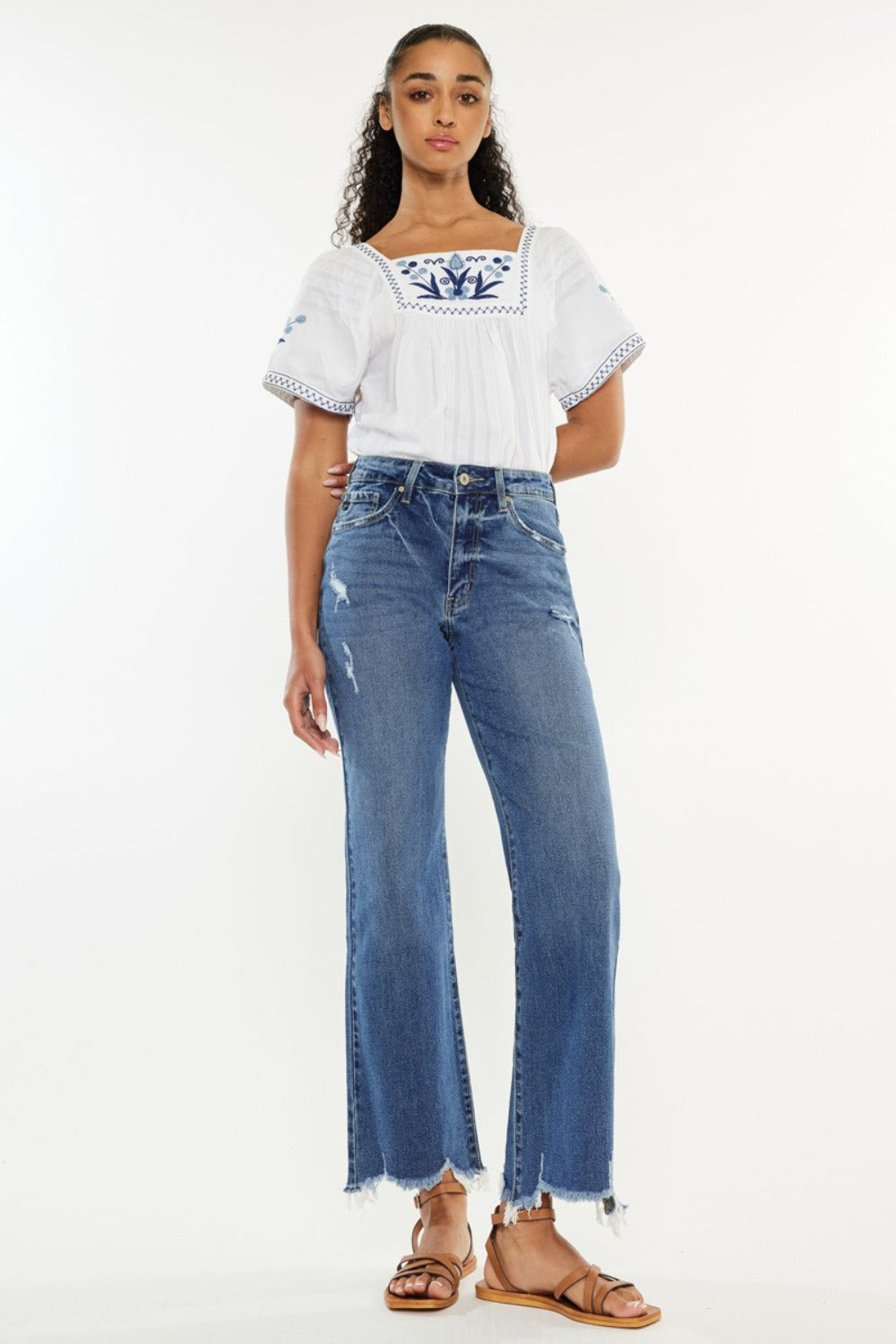 Kancan High Rise Slim Wide Leg Jeans