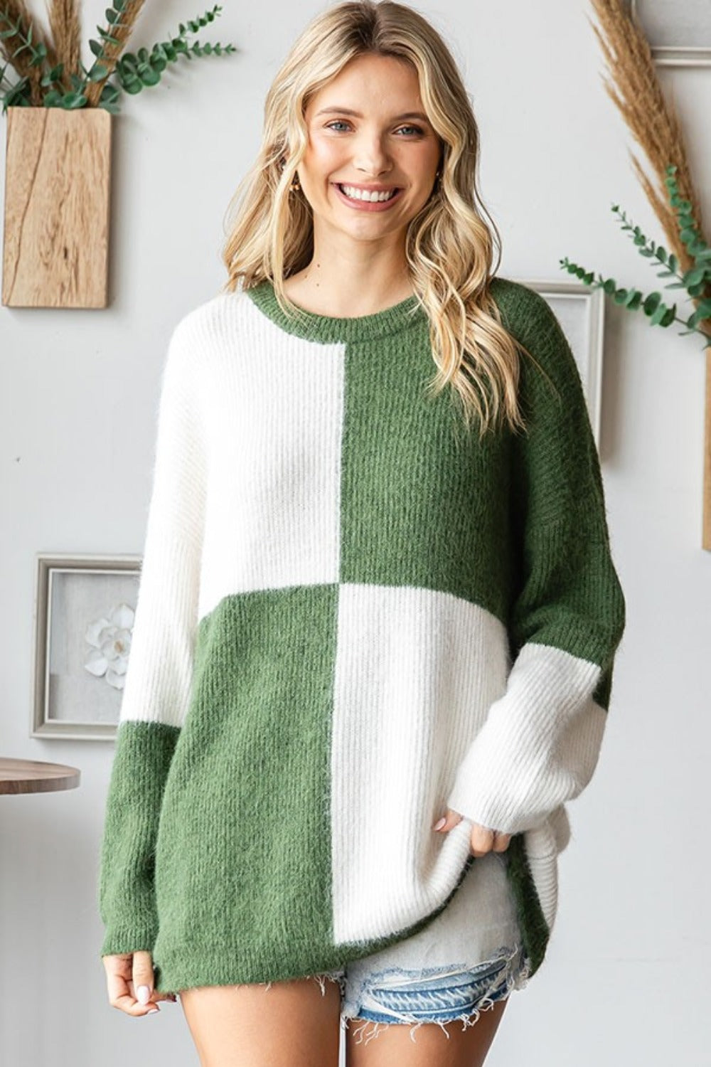 First Love Color Block Ribbed Sweater