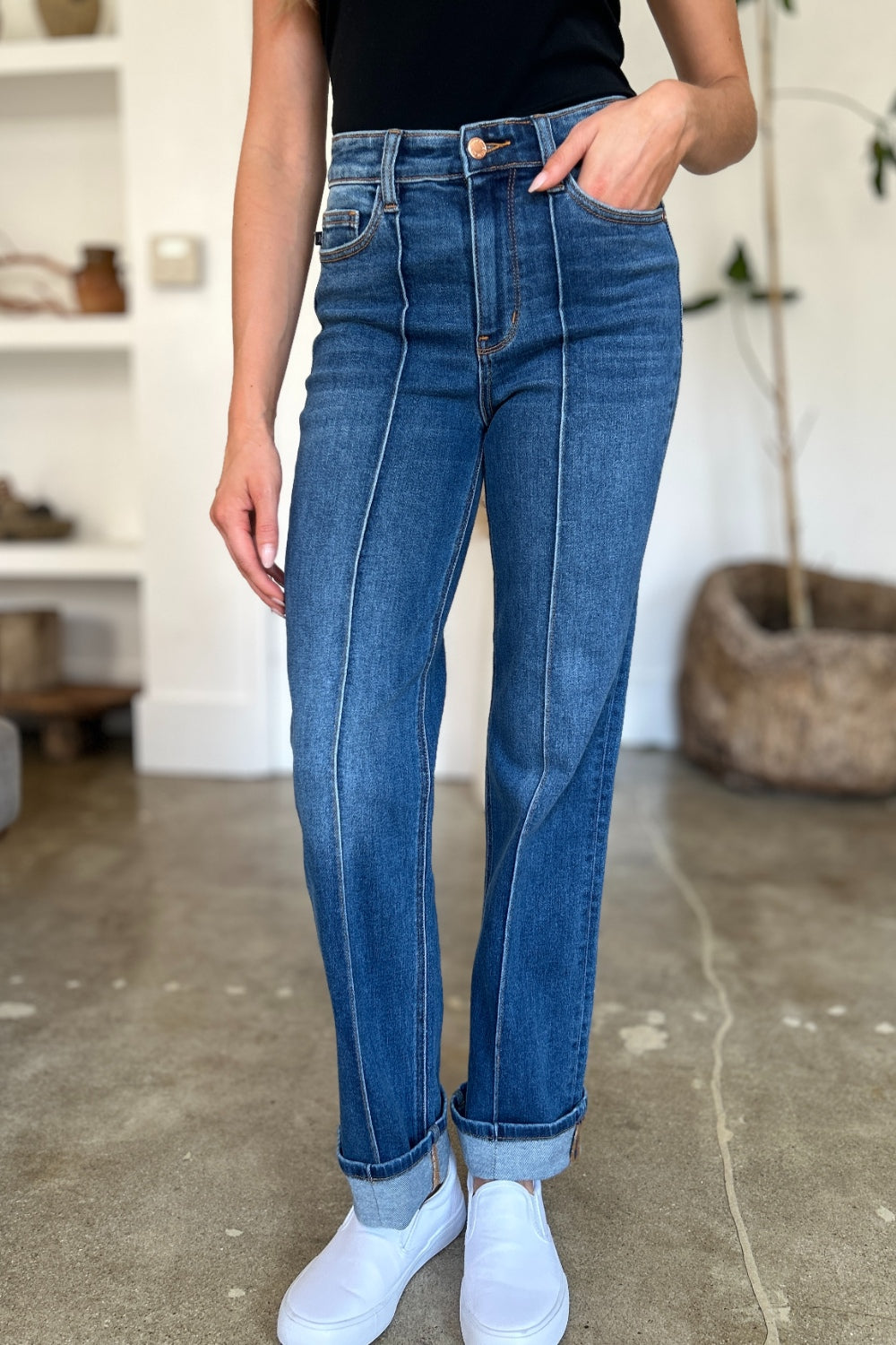 Judy Blue High Waist Front Seam Straight Jeans