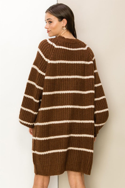 HYFVE Made for Style Oversized Striped Sweater Cardigan