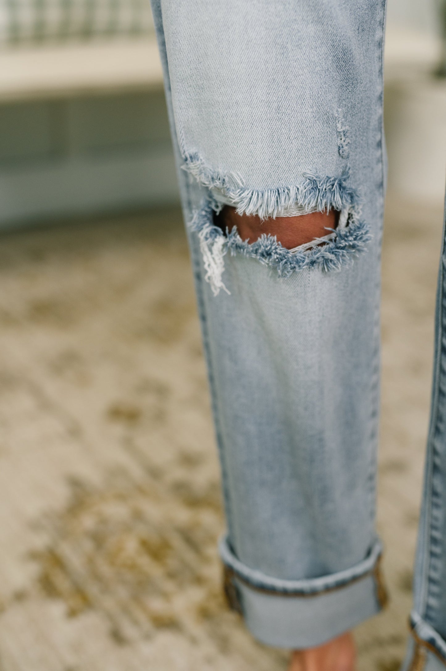 Alex Judy Blue Mid Rise Boyfriend Jean with Bandana Loop