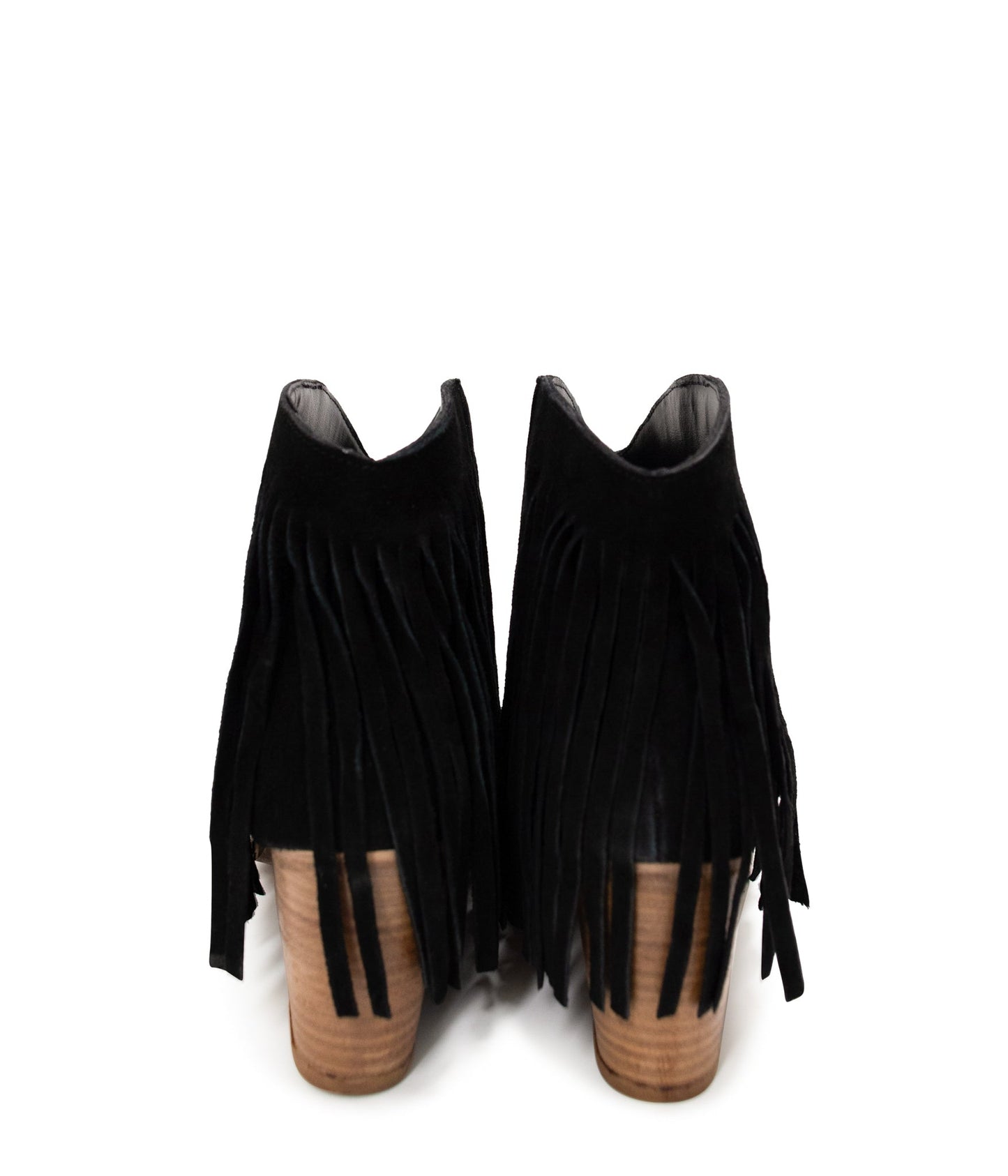 Naughty Monkey Amos Fringe Ankle Bootie in Black Suede