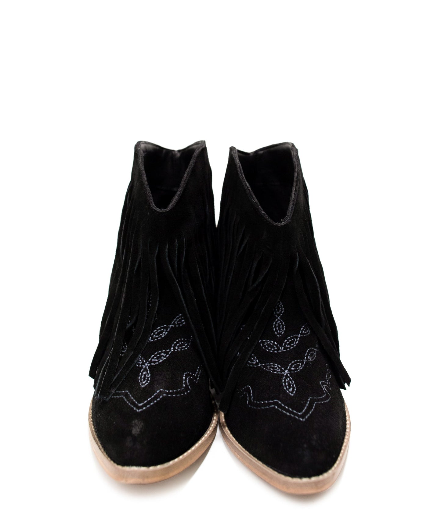 Naughty Monkey Amos Fringe Ankle Bootie in Black Suede