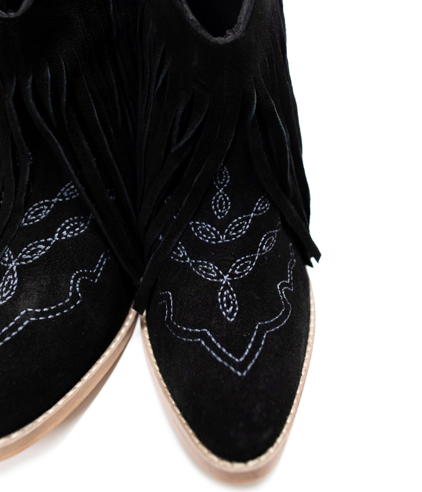 Naughty Monkey Amos Fringe Ankle Bootie in Black Suede