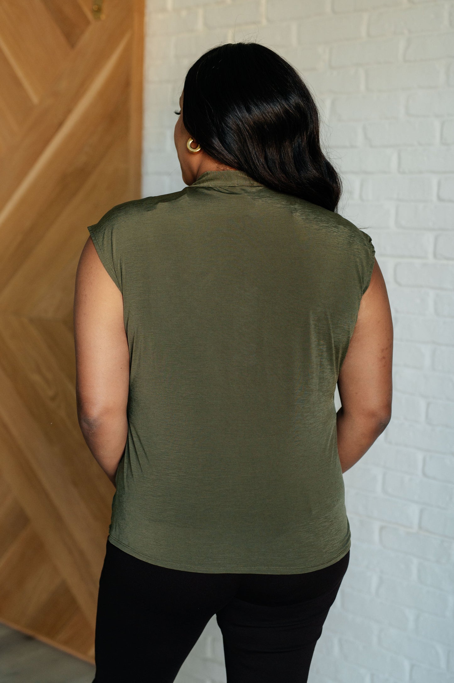 Dear Scarlett Classic Surplice Front Top in Olive