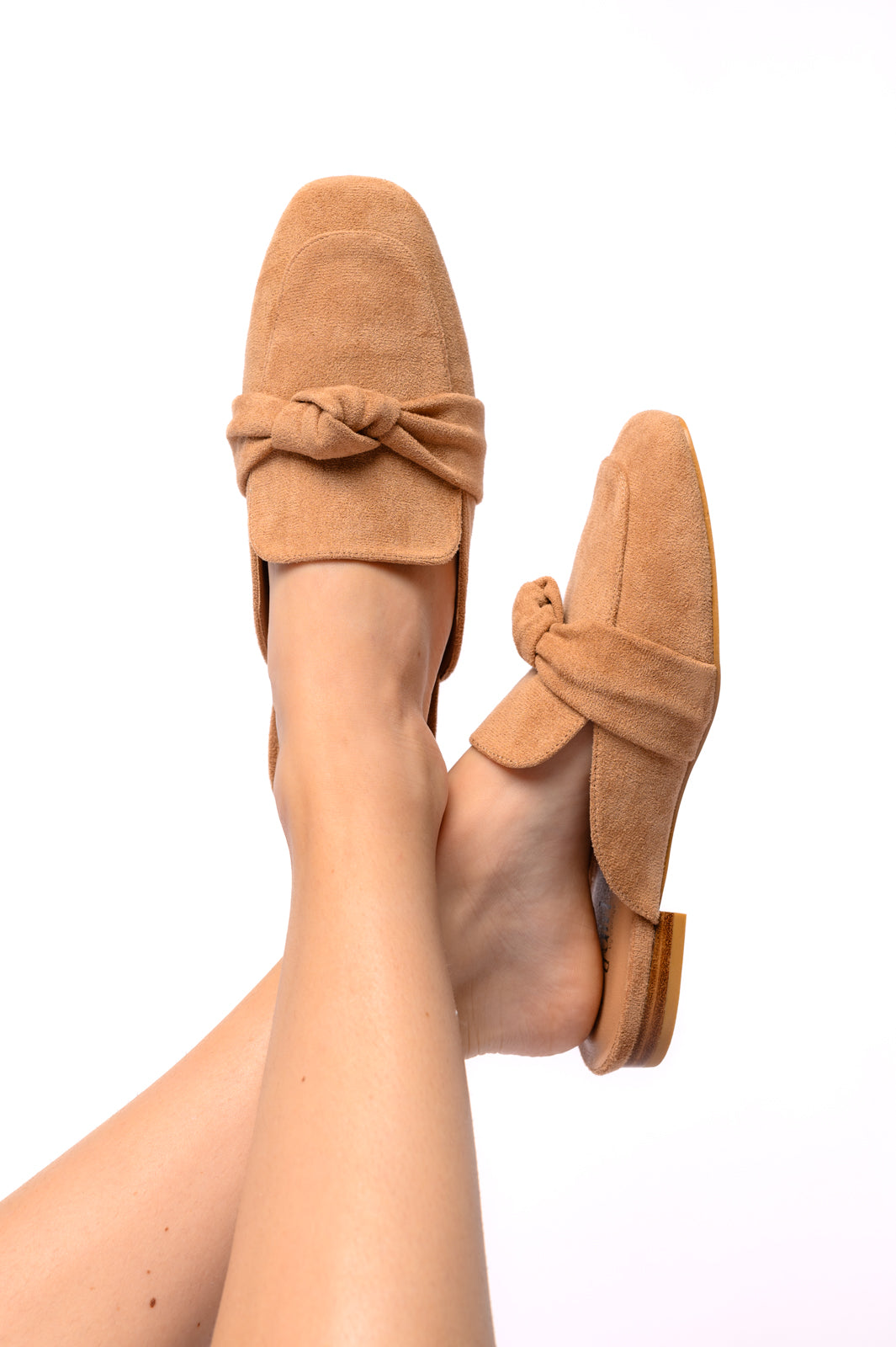 Corkys Clingy Mules in Camel Faux Suede