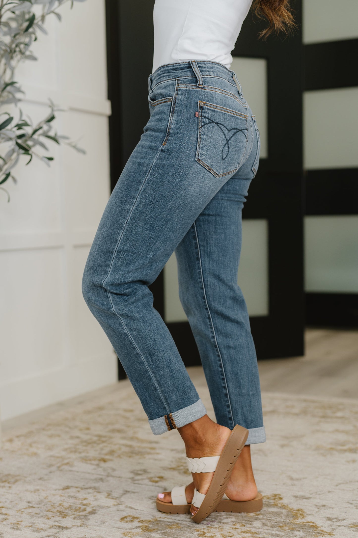 Judy Blue Colette Mid Rise Boyfriend Classic Cuffed