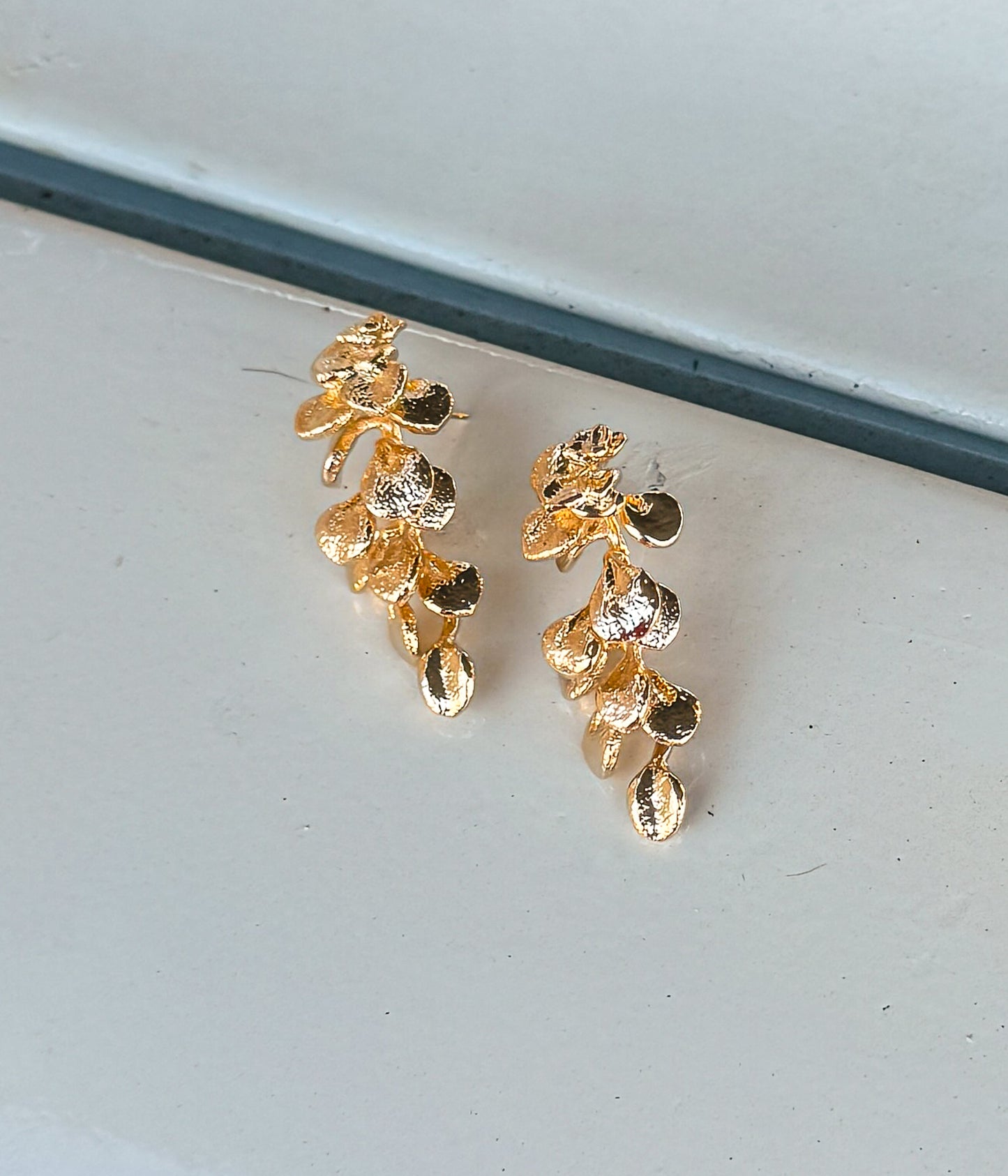 Gold Petal Dangle Gold Dipped Earrings