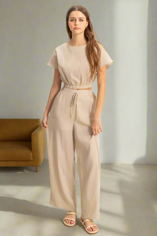 HYFVE Round Neck Short Sleeve Top and Pants Set