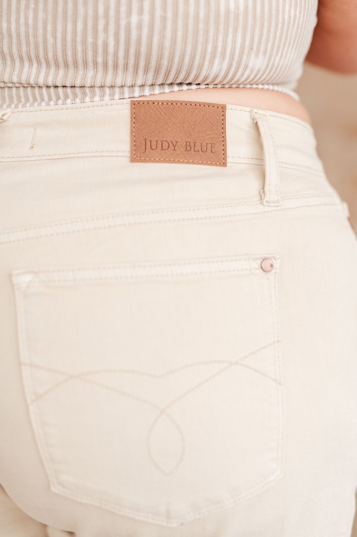 Greta Judy Blue High Rise Garment Dyed Shorts in Bone