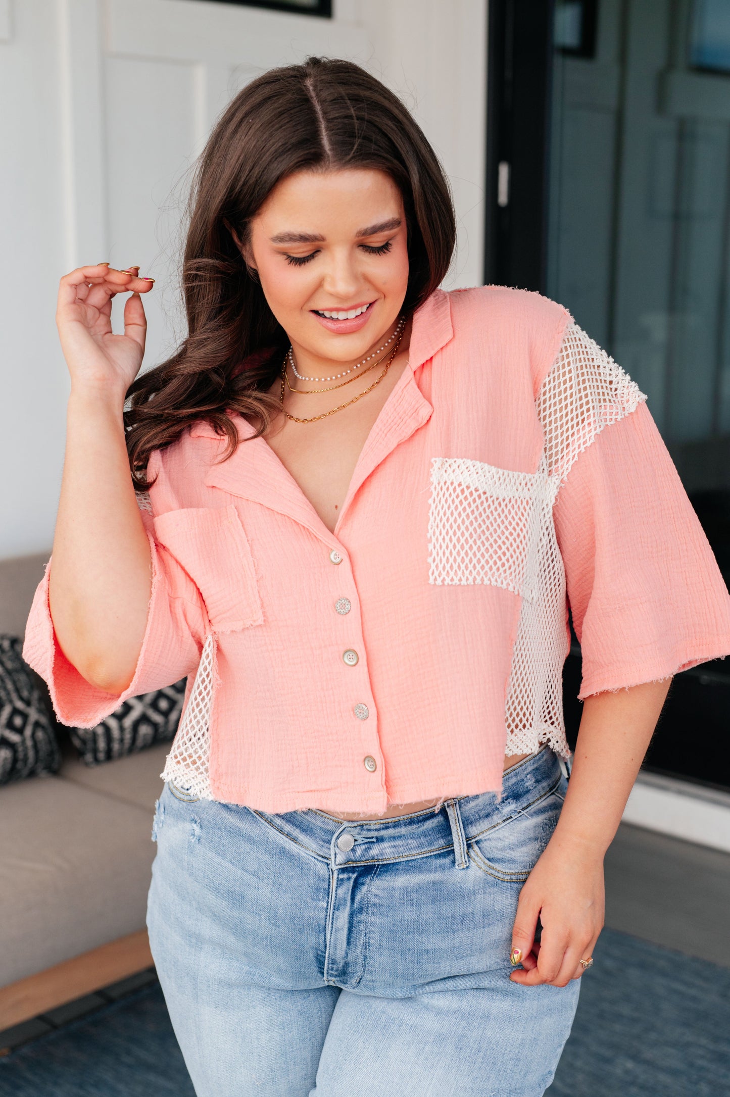 POL Havana Nights Button Up Top