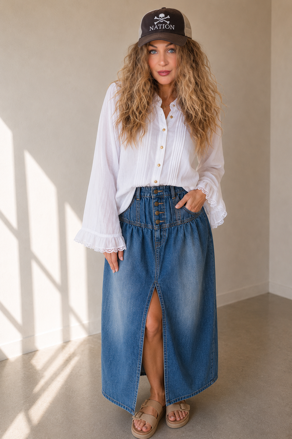 Oh She’s Lace Trim Pintuck Button-Down Blouse