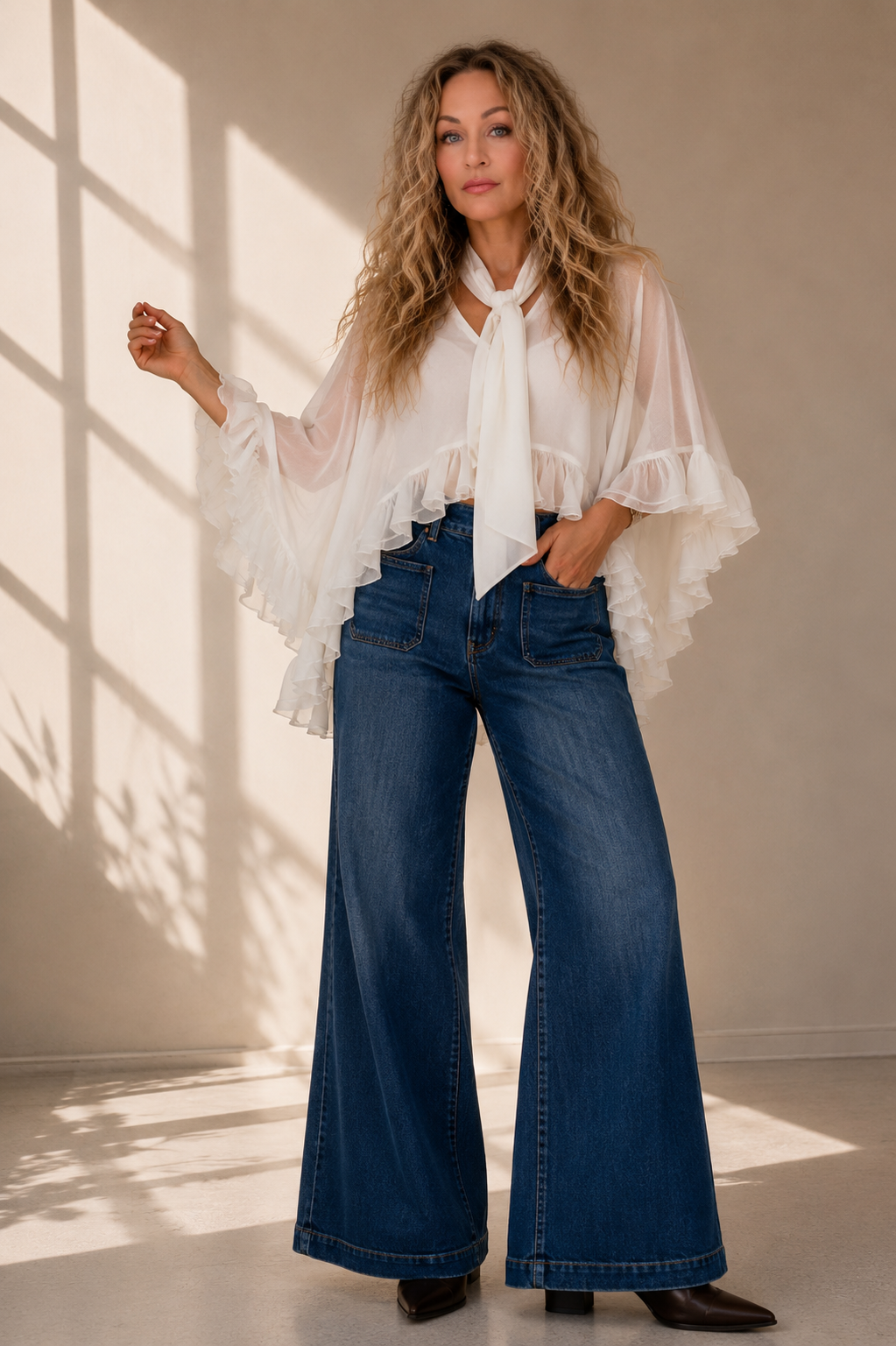 It’s SO ME Ruffle Sleeves Bow Tie Blouse