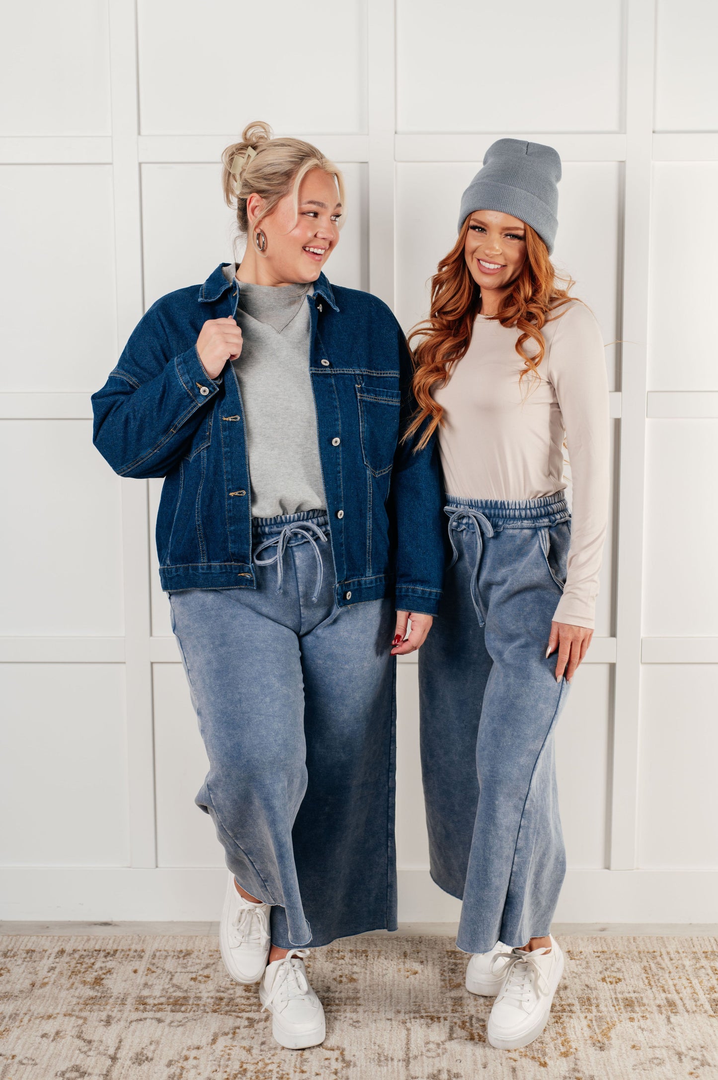 Zenana In or Out Wide Leg Cropped Pants in Dusty Blue