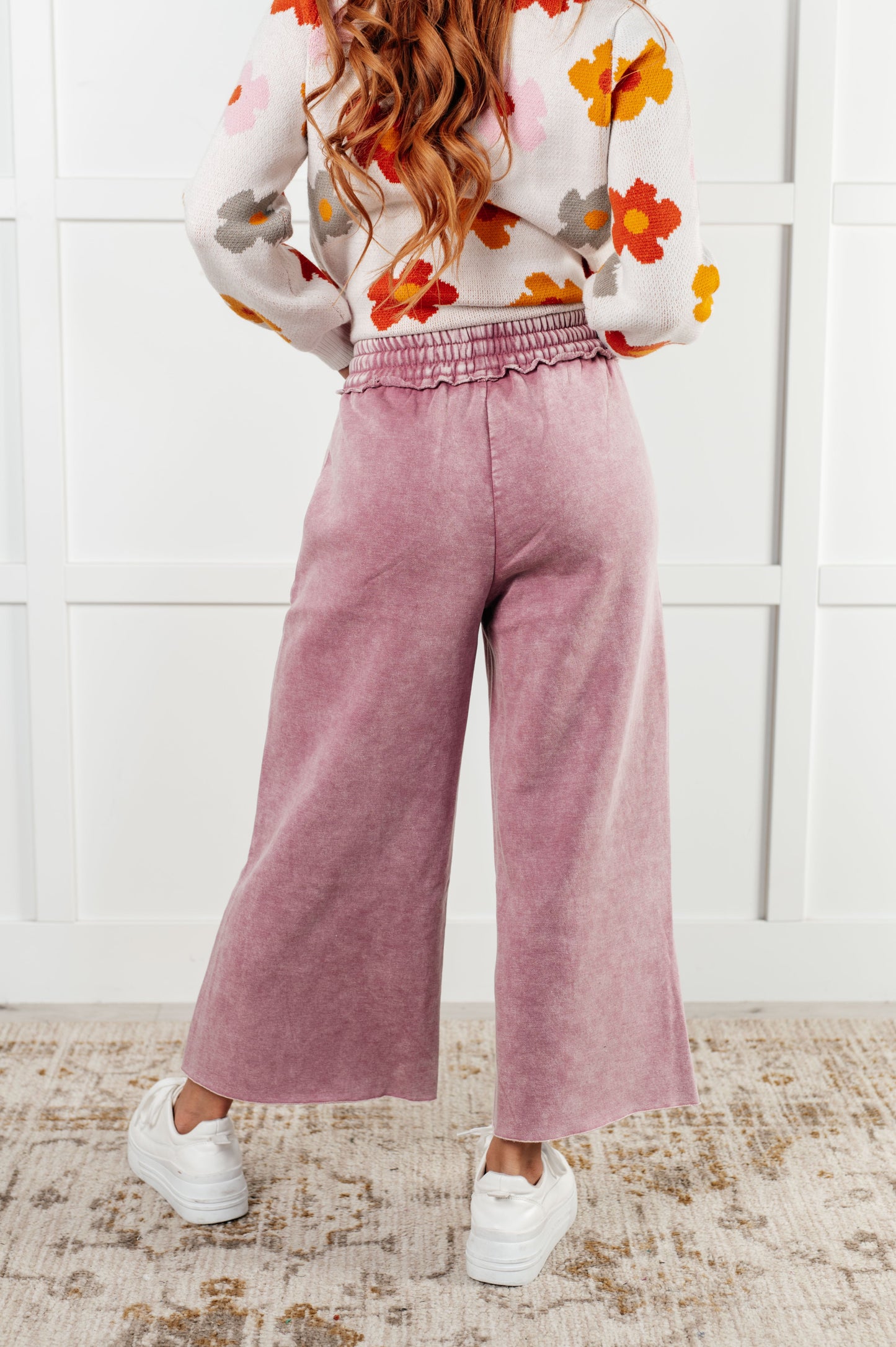 Zenana In or Out Wide Leg Cropped Pants in Light Rose