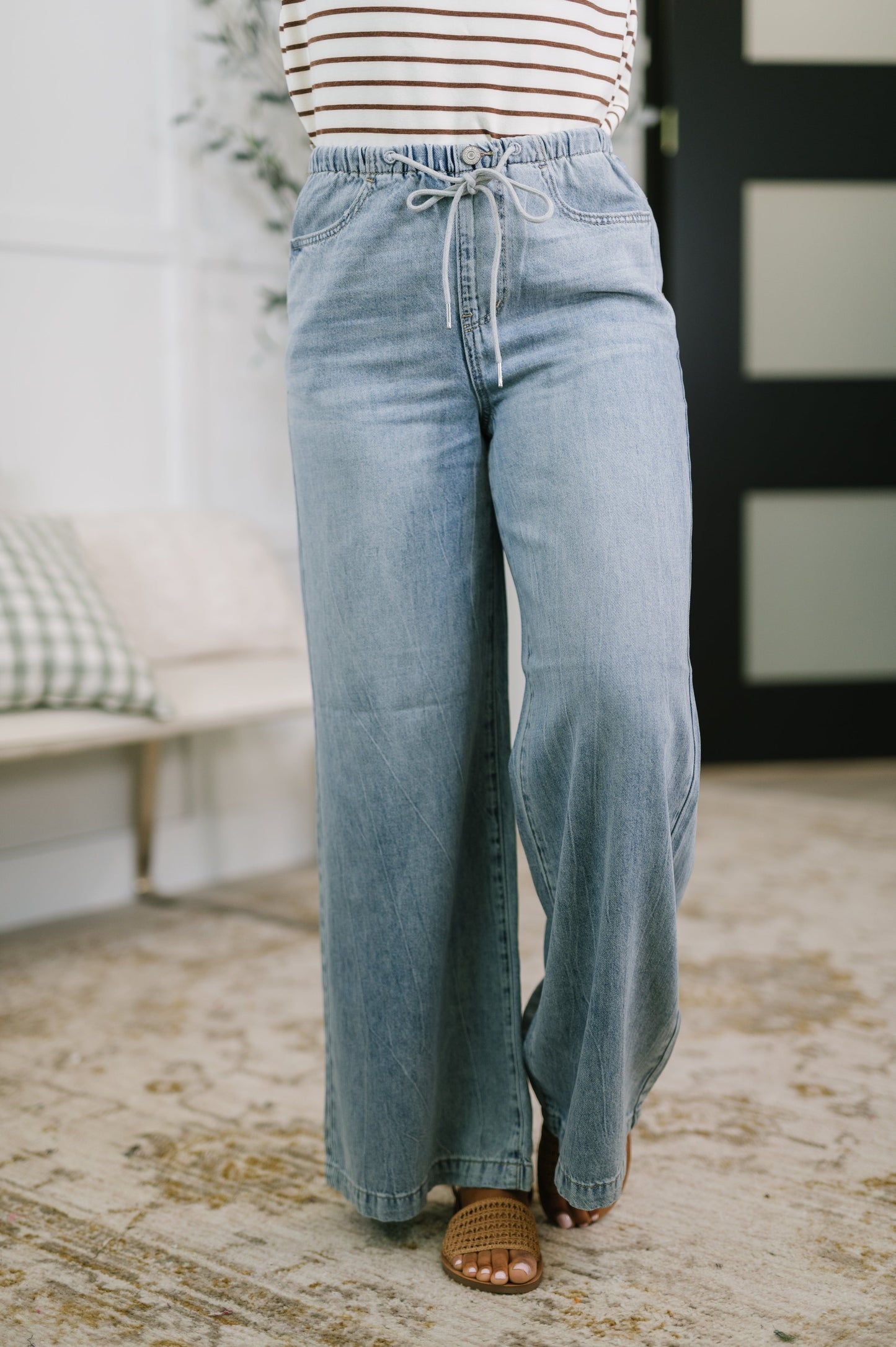 Monica Judy Blue High Waist Palazzo Featherweight with Drawcord