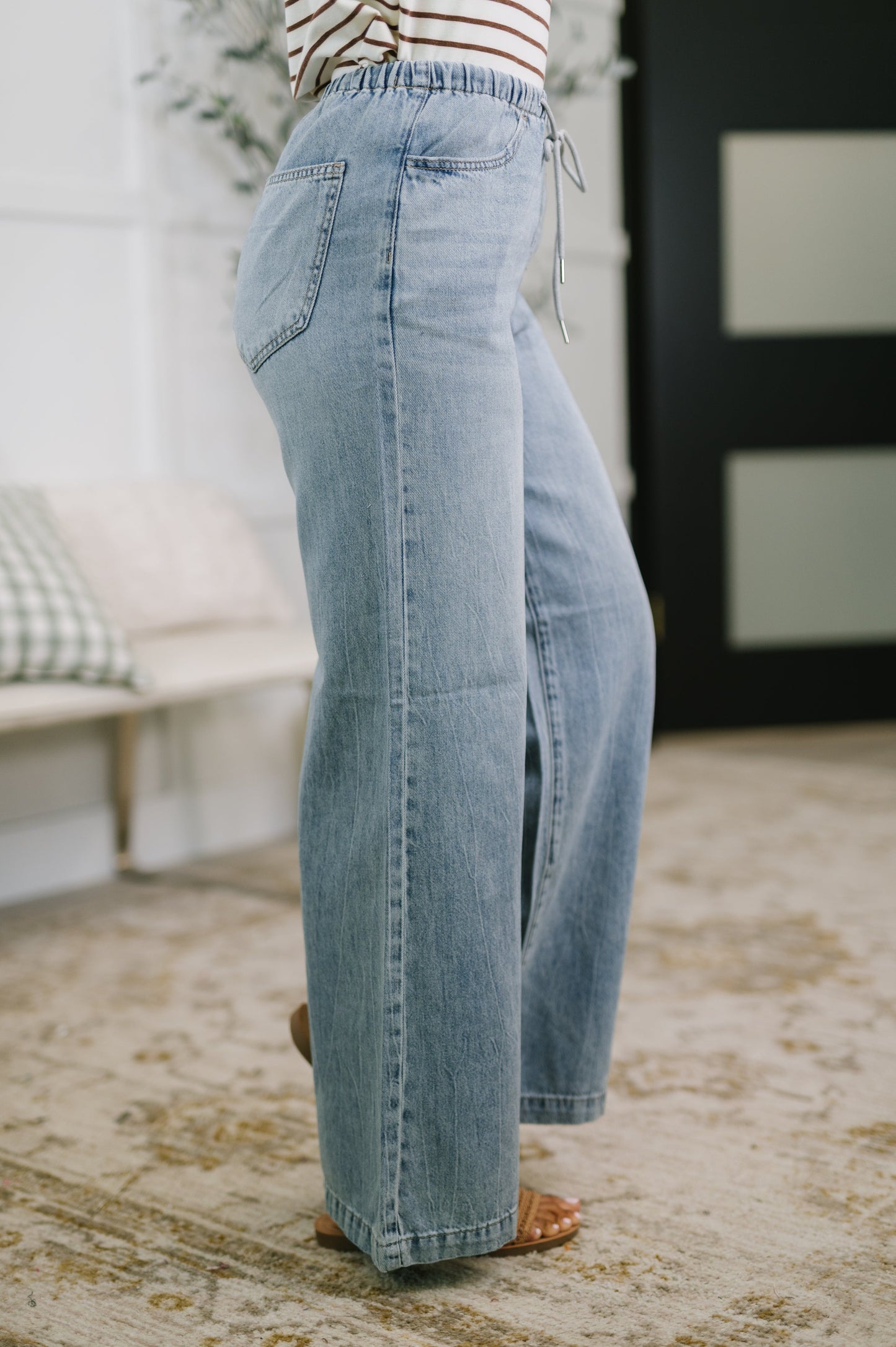 Monica Judy Blue High Waist Palazzo Featherweight with Drawcord