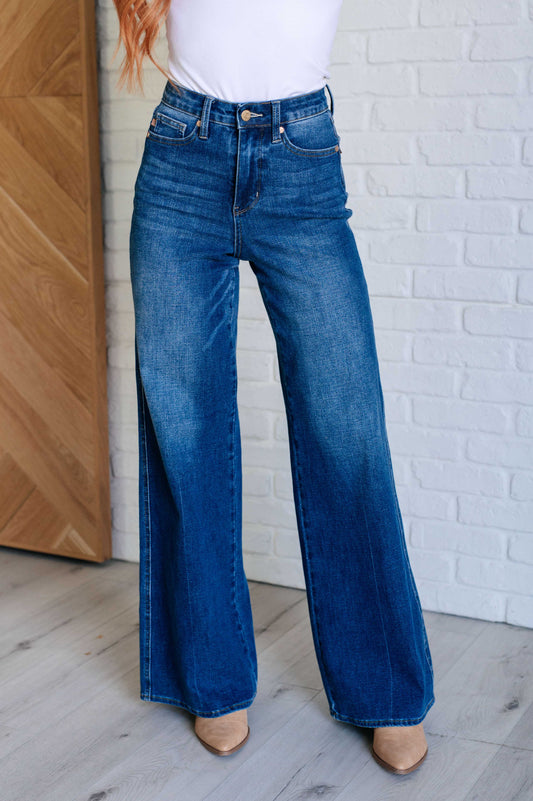 Judy Blue Eliza High Rise Tummy Control Retro Wide Leg Jeans