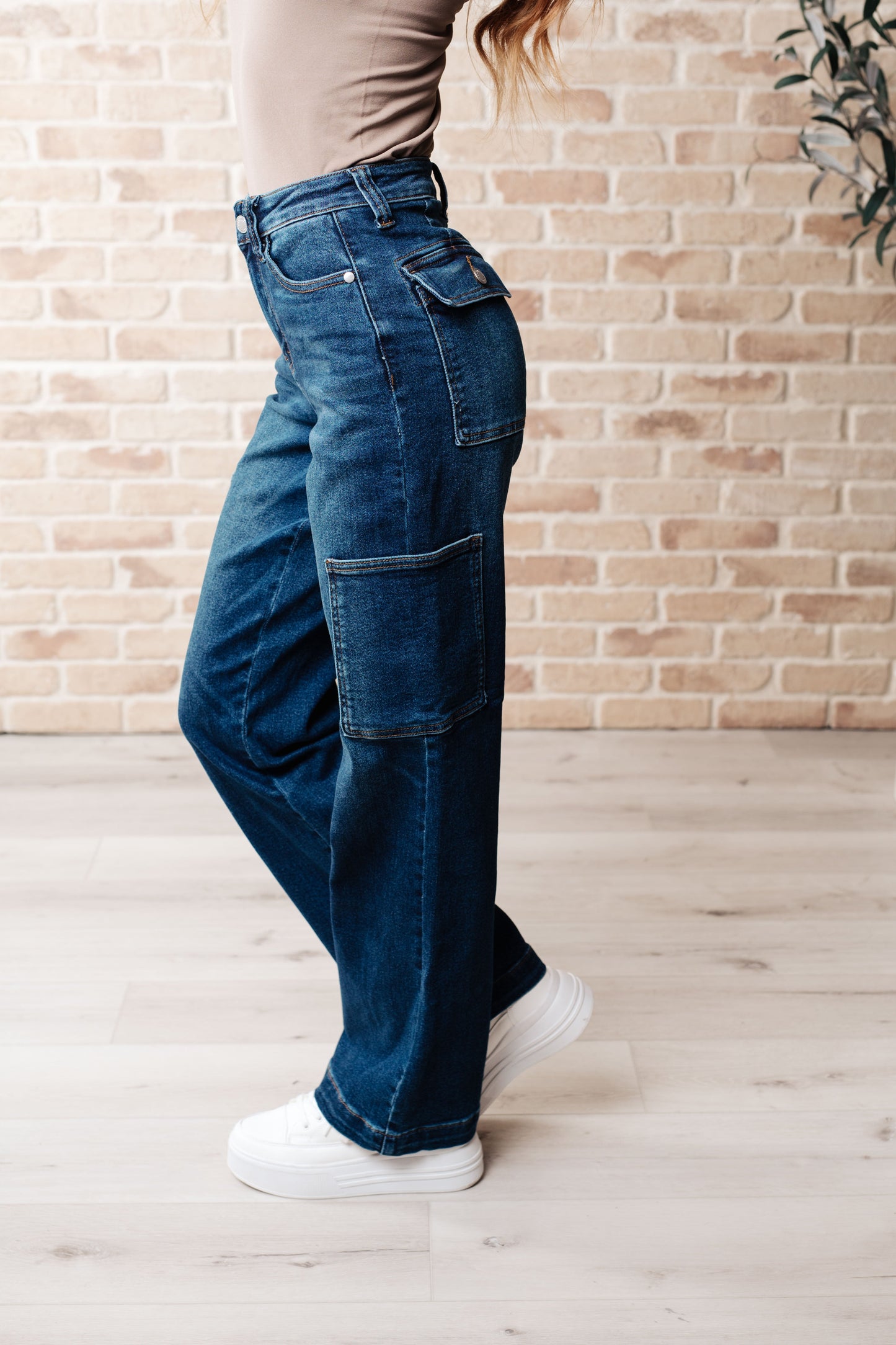 Judy Blue Leila High Rise Cargo Straight Jeans