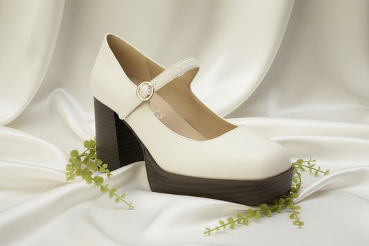 Matilda Platform Heel in Bone