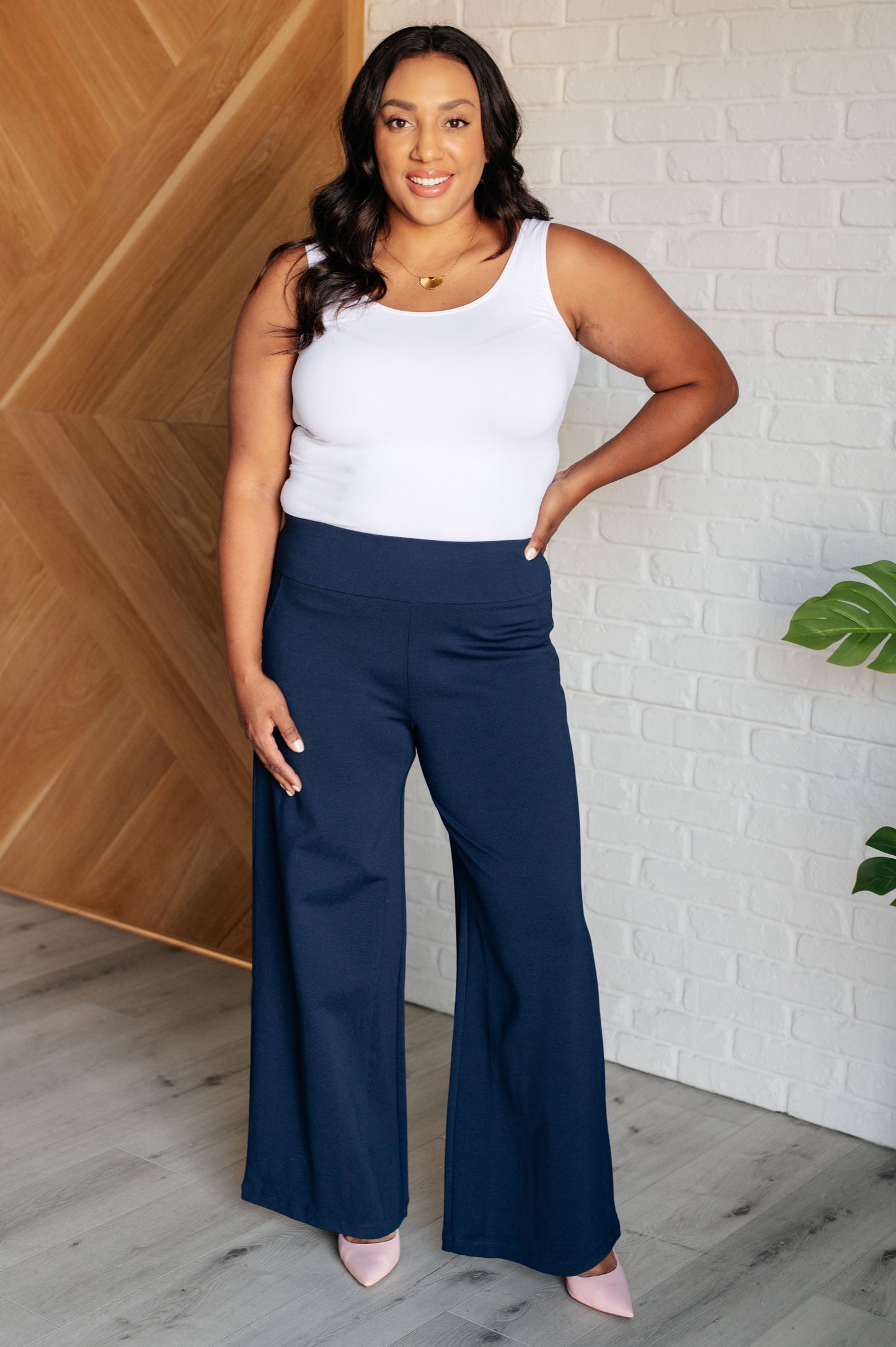 Dear Scarlett Magic Wide Leg Pants in Navy