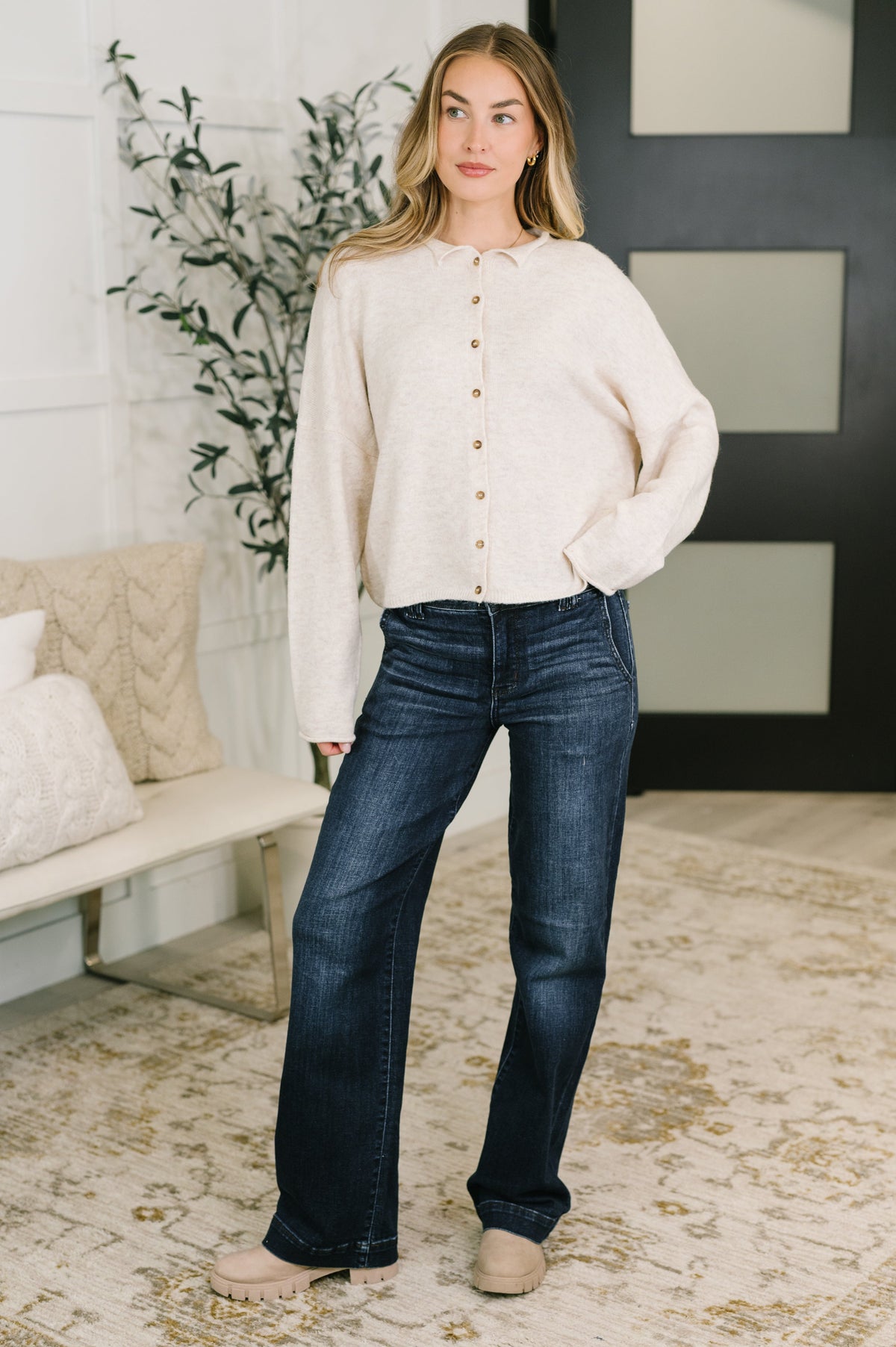Marty Judy Blue High Waist Trouser Wide Leg Jean