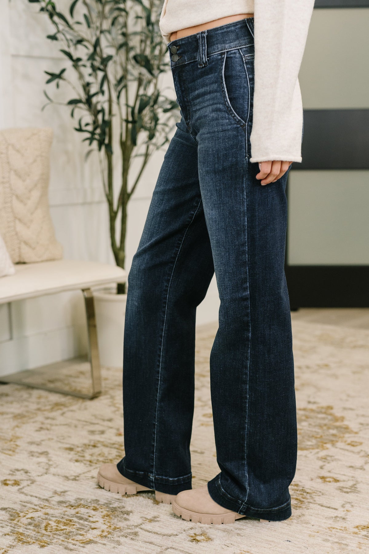 Marty Judy Blue High Waist Trouser Wide Leg Jean