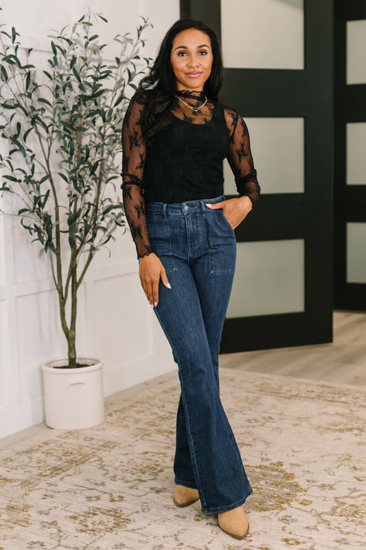 Next Level Patterned Layering Top in Black