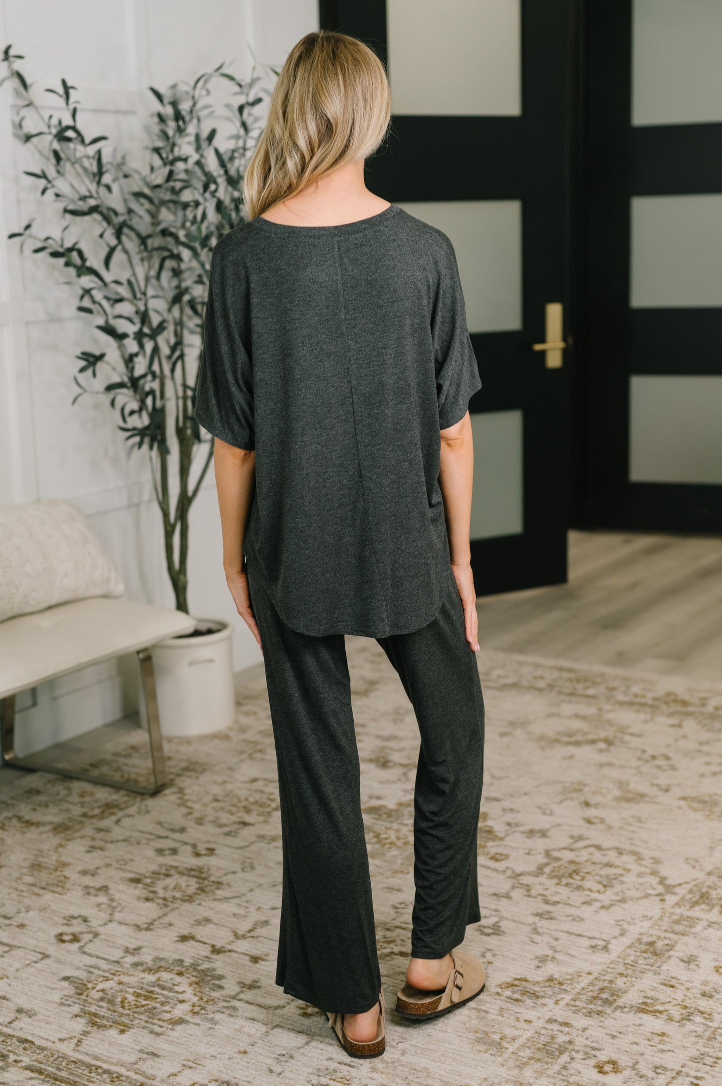 She’s Reliable Top and Bottom Lounge Set in Charcoal
