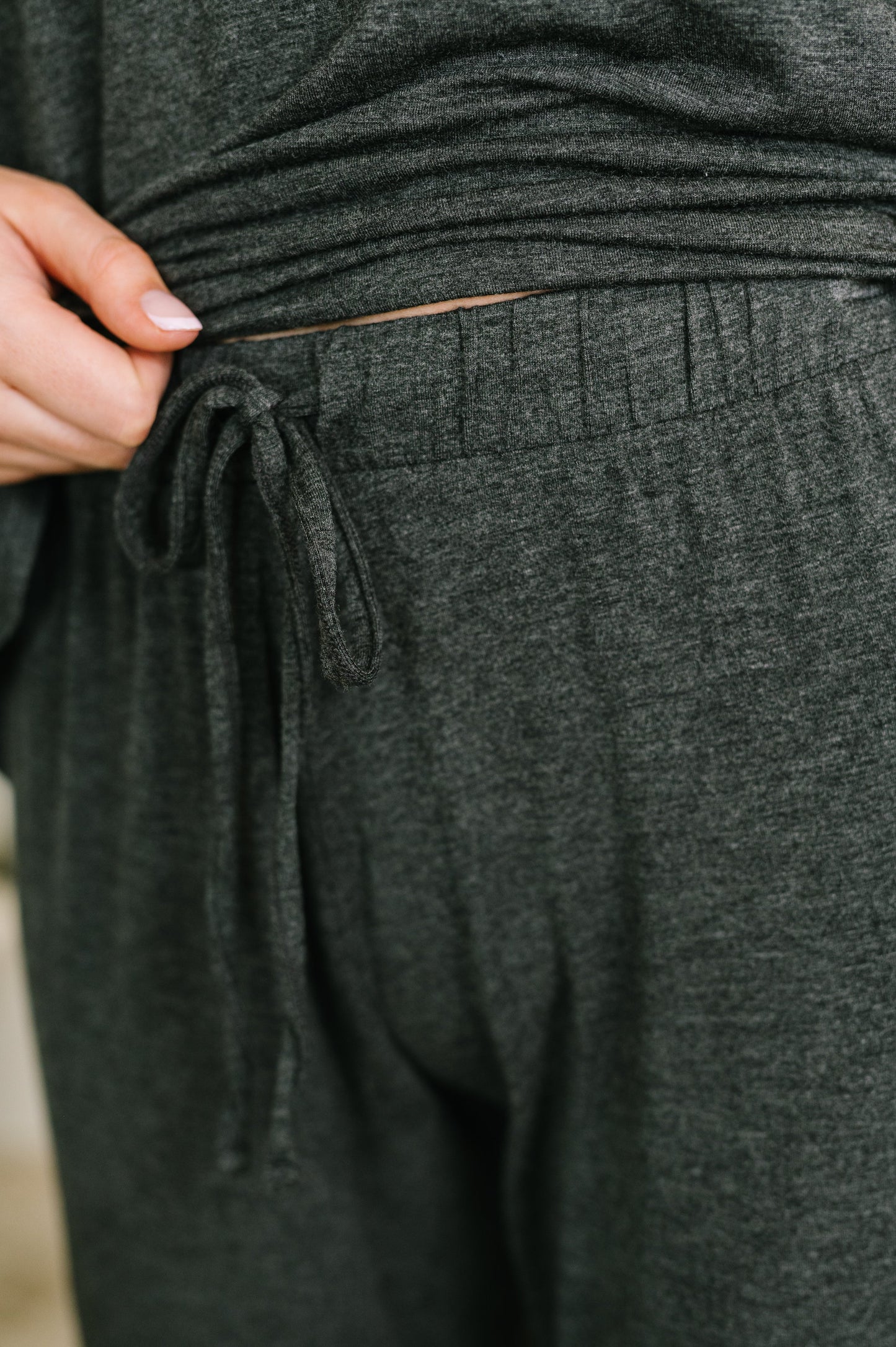 She’s Reliable Top and Bottom Lounge Set in Charcoal
