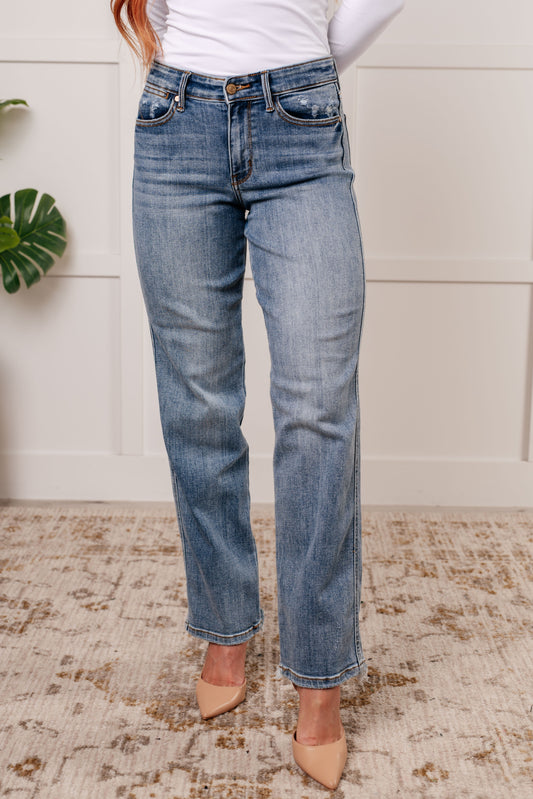 Judy Blue Quinn Mid Rise Cell Pocket Dad Jeans