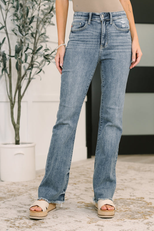 Judy Blue Robin High Waist Bootcut with Fray Hem