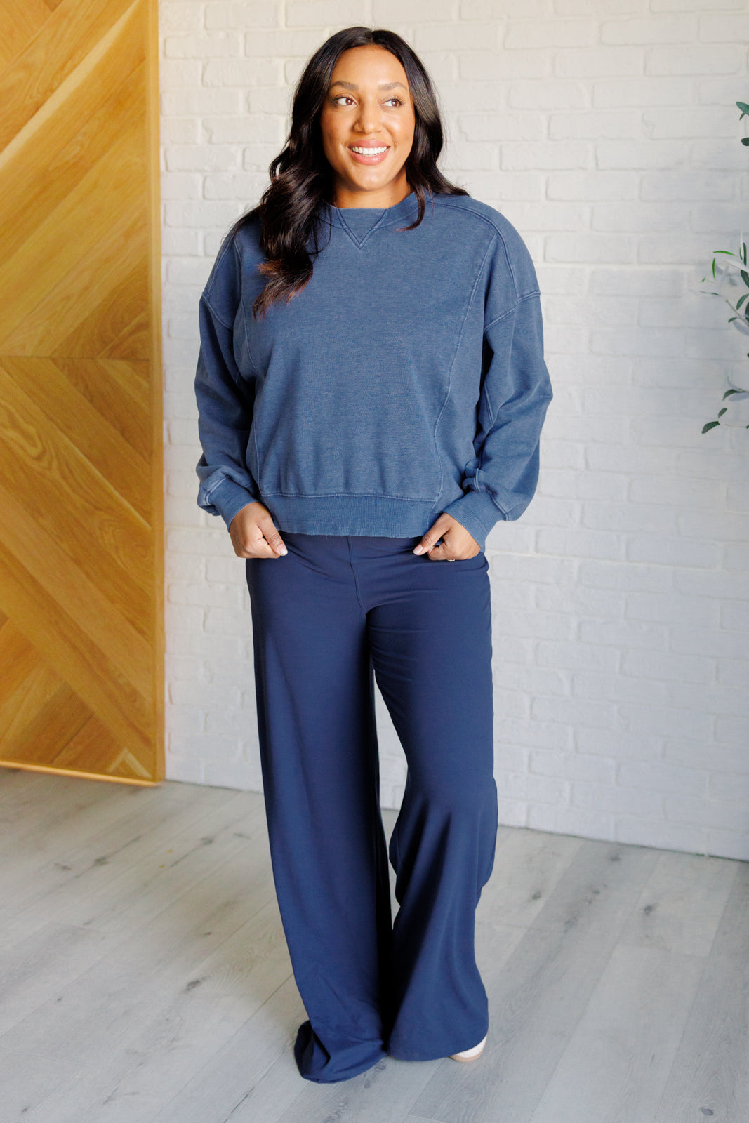 Rae Mode Shavasana Everyday Wide Leg Jumpsuit in Navy