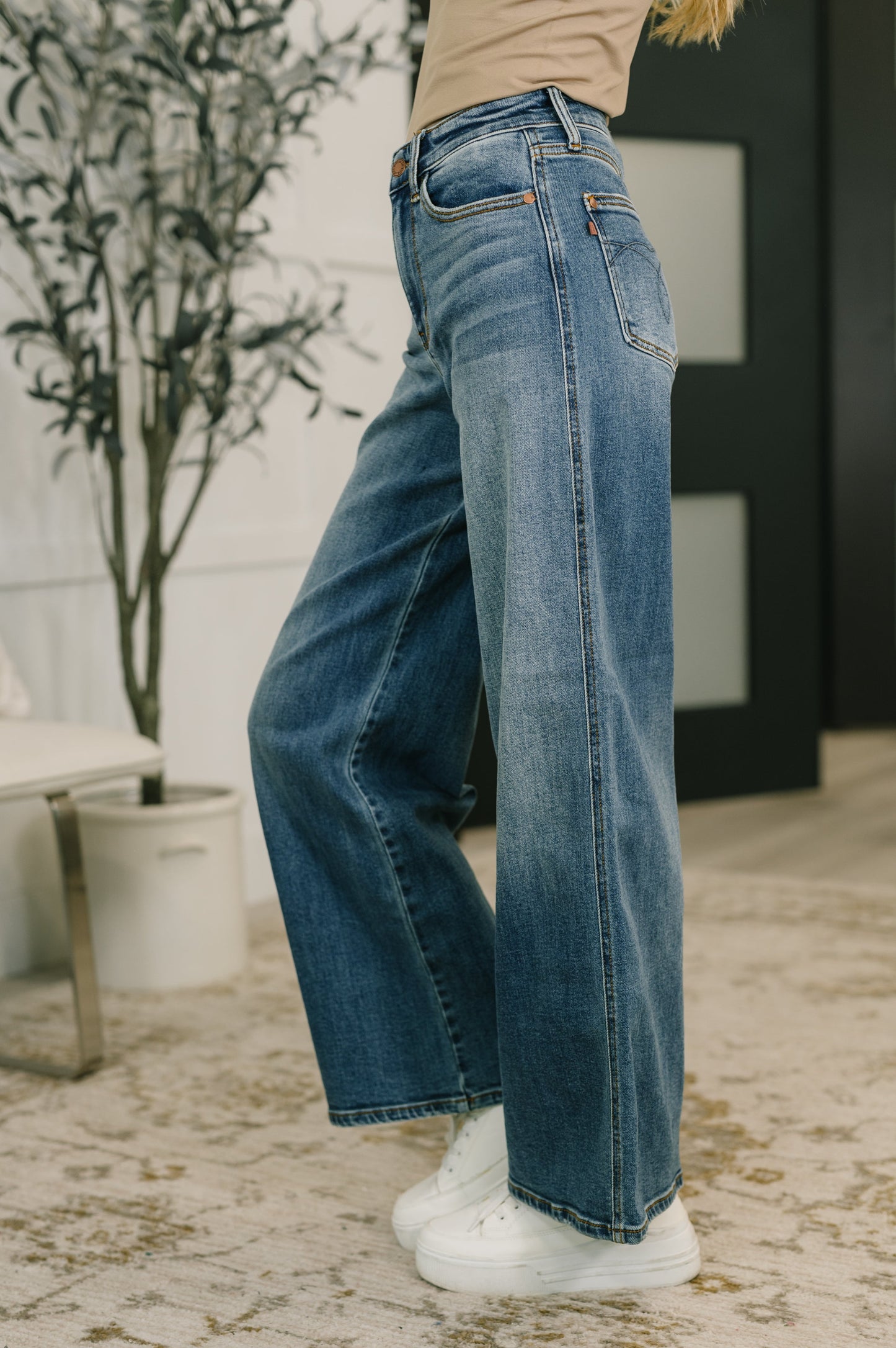 Shayla Judy Blue High Waist Retro Wide