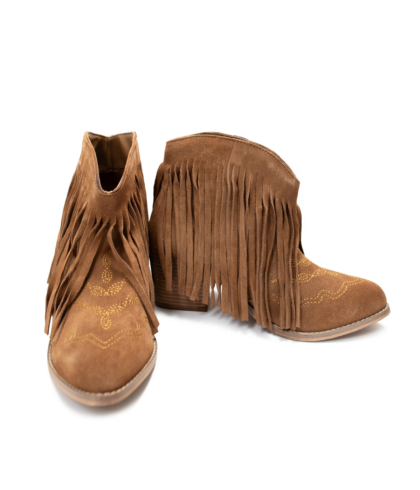 Naughty Monkey Amos Fringe Ankle Bootie in Tan Suede