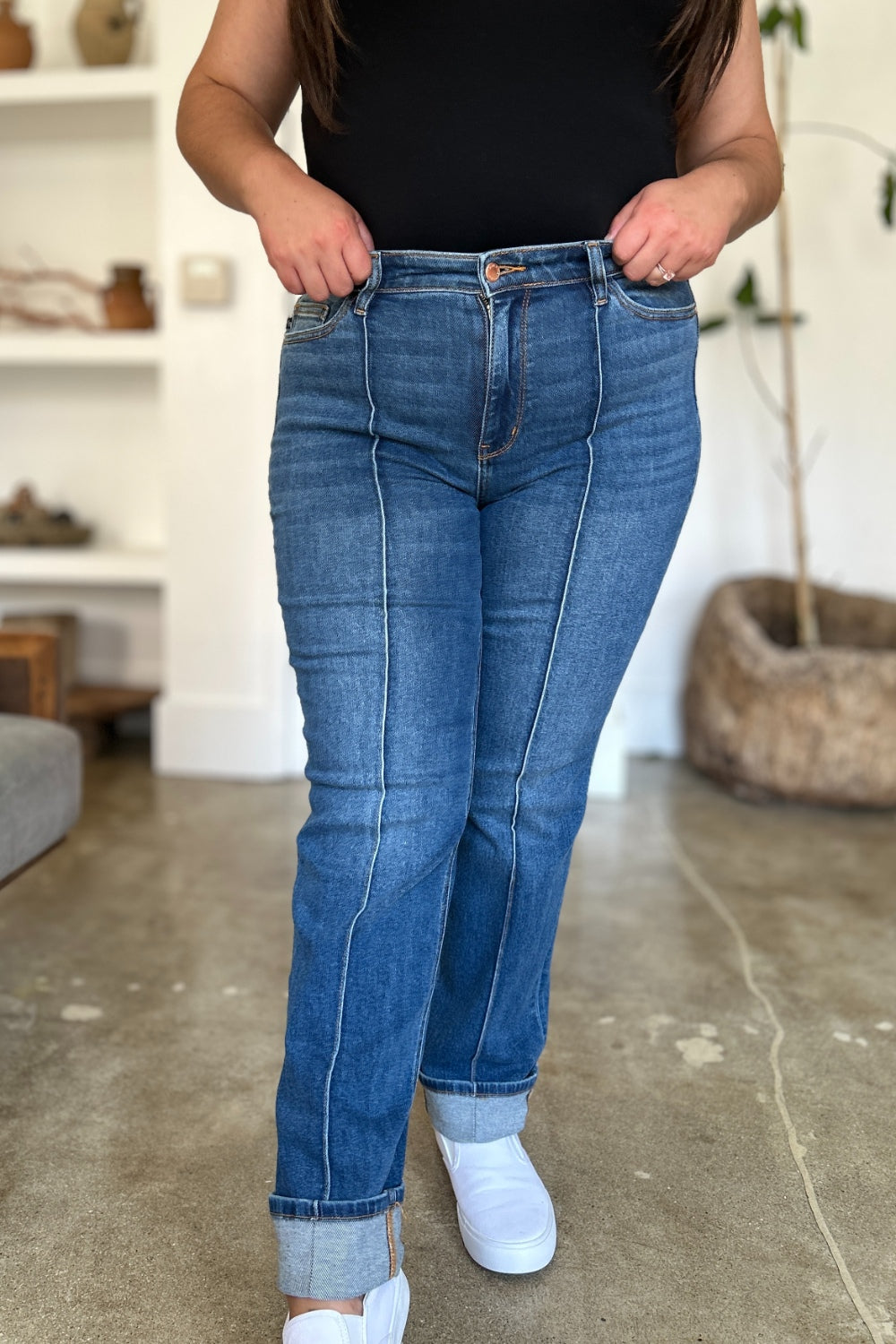 Judy Blue High Waist Front Seam Straight Jeans