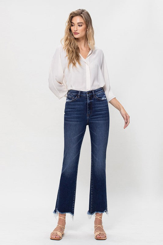 Vervet High Rise Distressed Hem Kick Flare Jeans