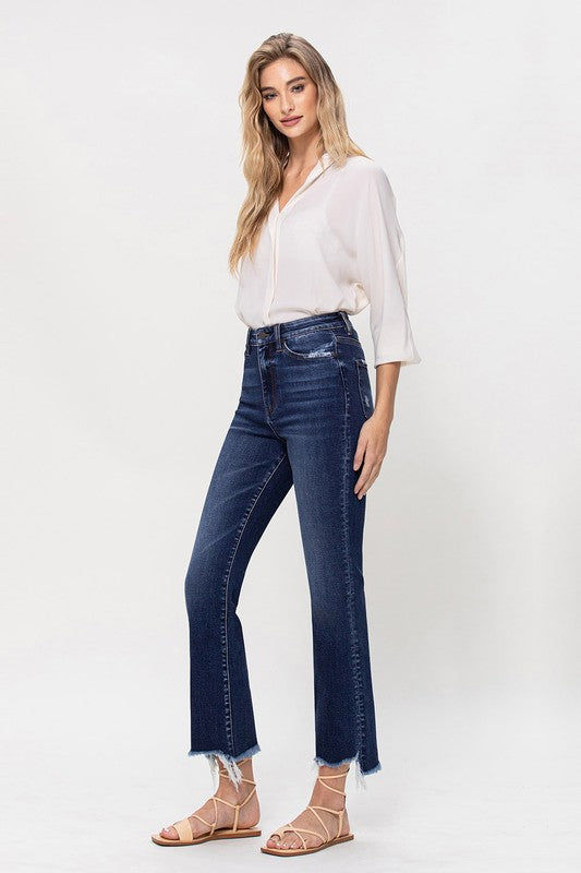 Vervet High Rise Distressed Hem Kick Flare Jeans