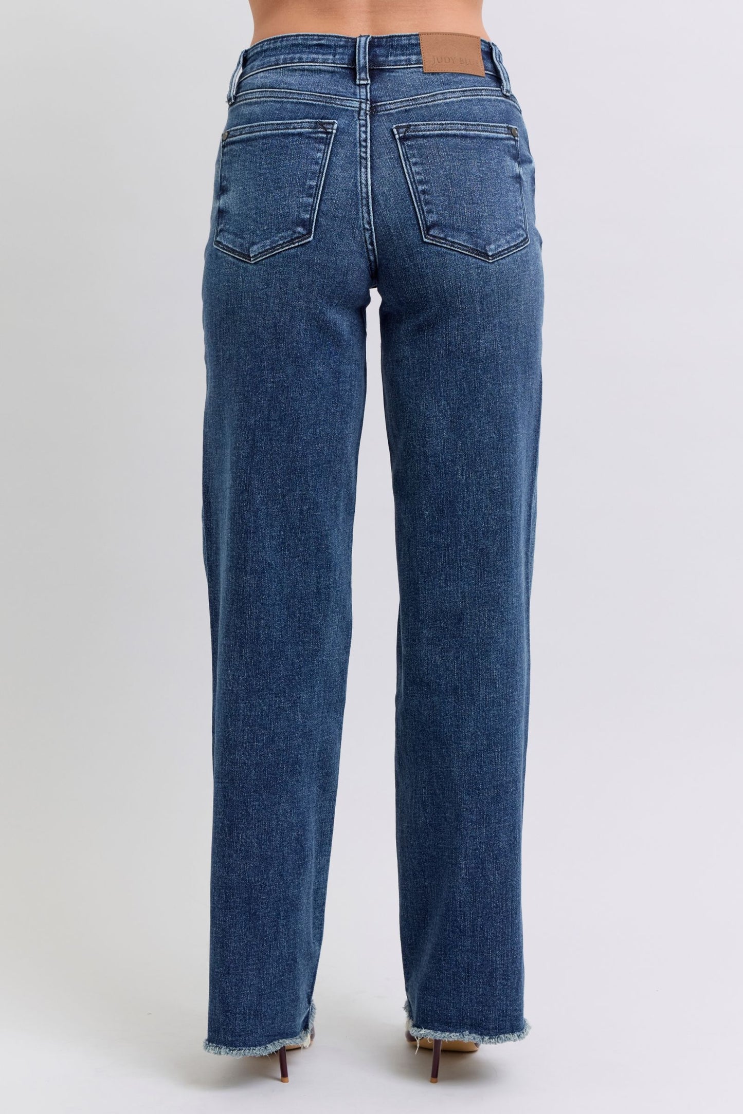 Leo Judy Blue Raw Hem Mid Rise Jeans