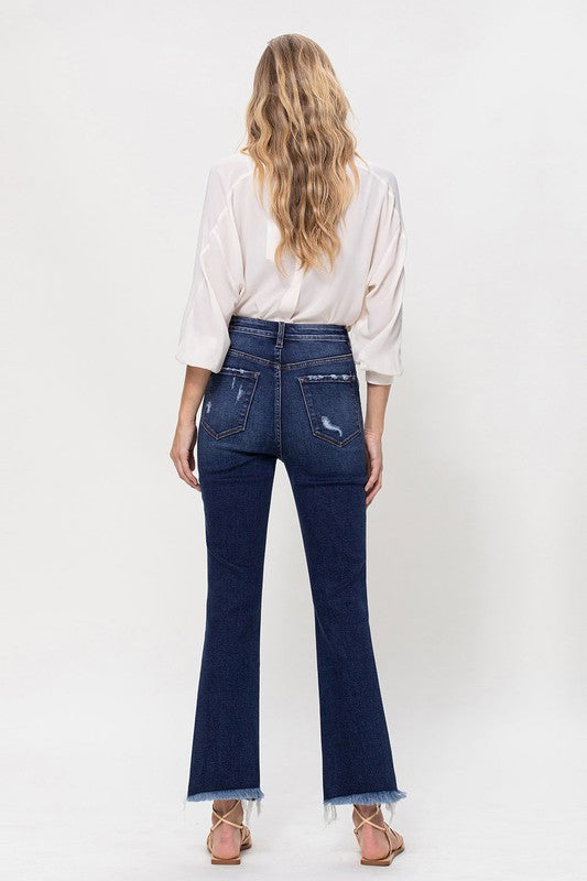 Vervet High Rise Distressed Hem Kick Flare Jeans