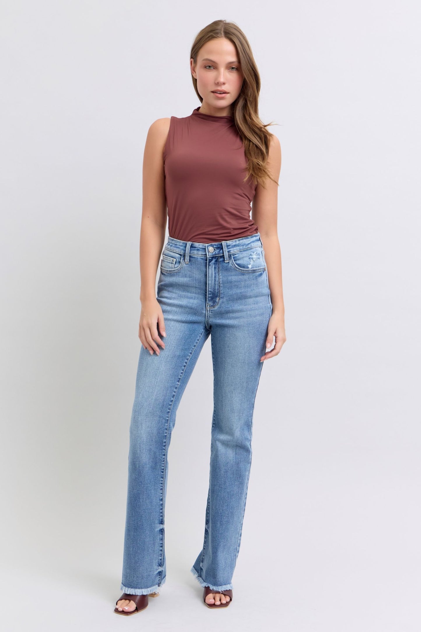 Judy Blue Alyson Raw Hem High Rise Bootcut Jeans