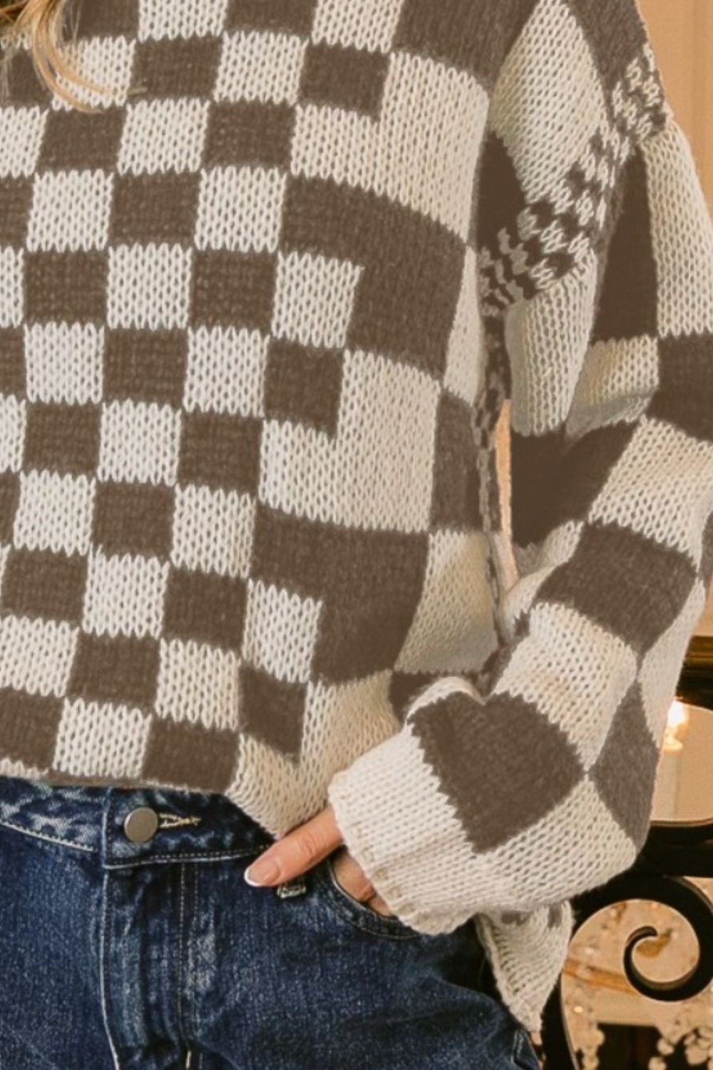 BiBi Chic & Checkered Chunky Sweater