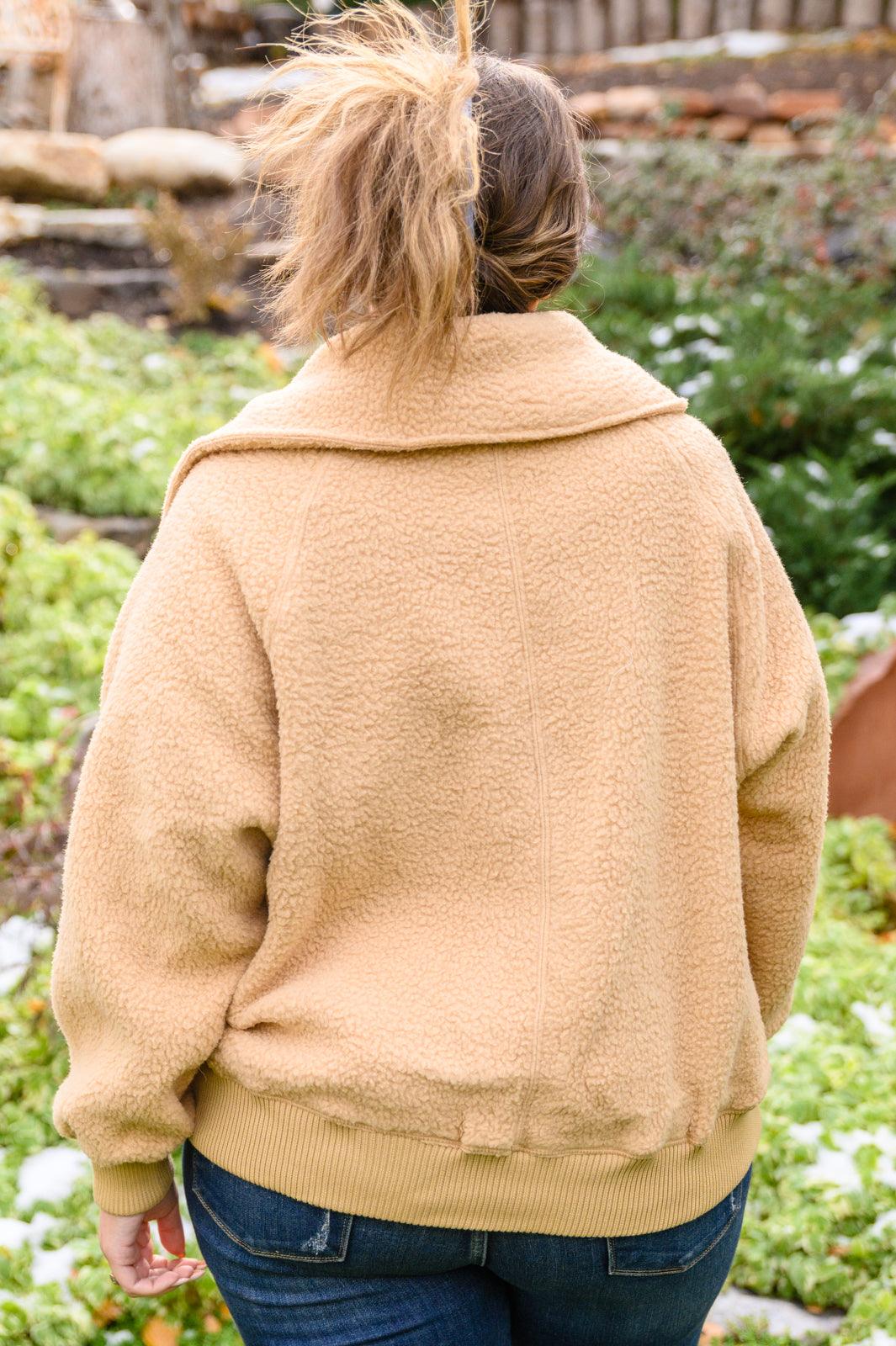 Don't Stress Oversized Collar Sherpa Jacket In Taupe - The Fiery Jasmine
