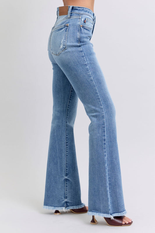 Judy Blue Alyson Raw Hem High Rise Bootcut Jeans