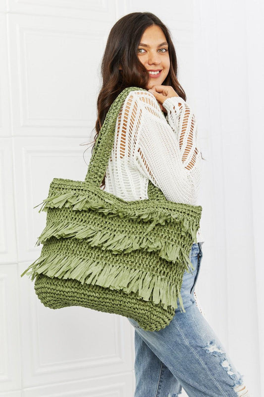 Fame The Last Straw Fringe Straw Tote Bag - The Fiery Jasmine