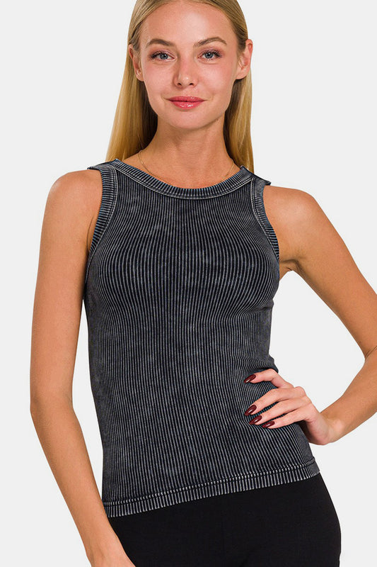 Washed Ribbed Cropped Tank