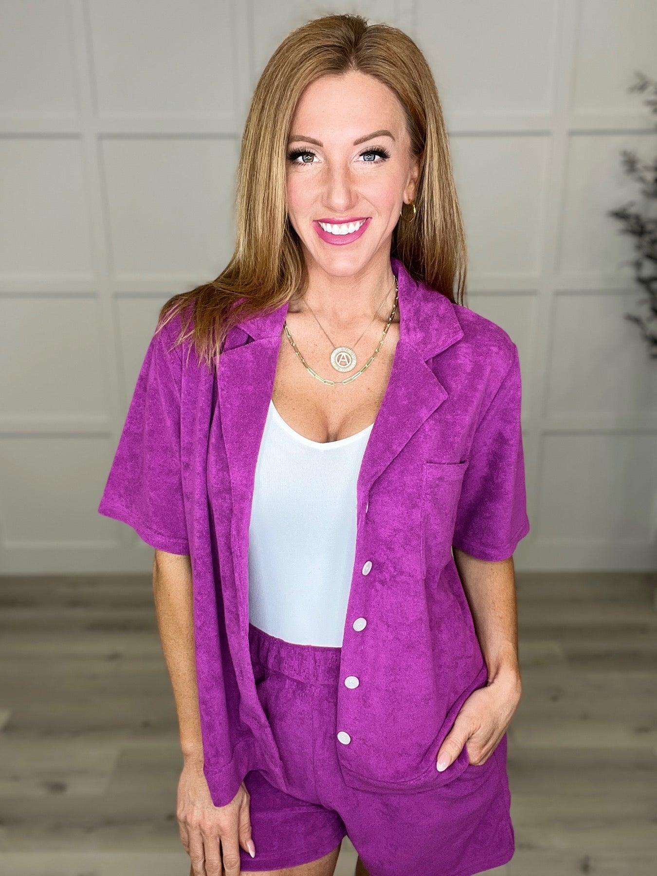 French Terry Button Down Top in Two Colors - The Fiery Jasmine
