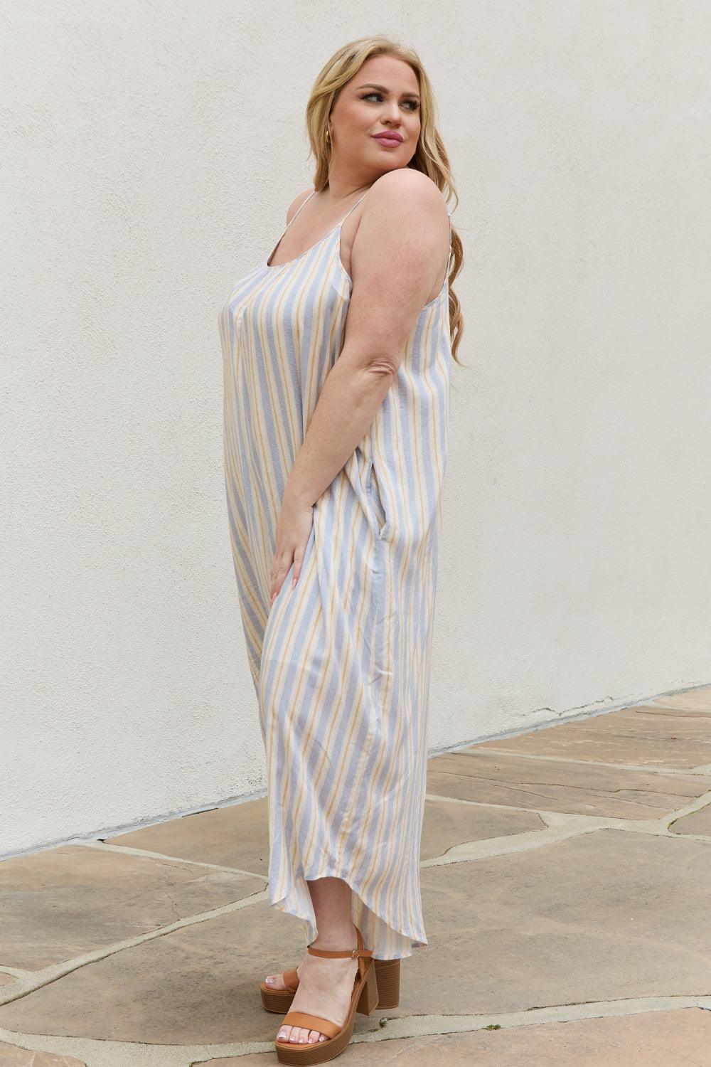 HEYSON Full Size Multi Colored Striped Jumpsuit with Pockets - The Fiery Jasmine