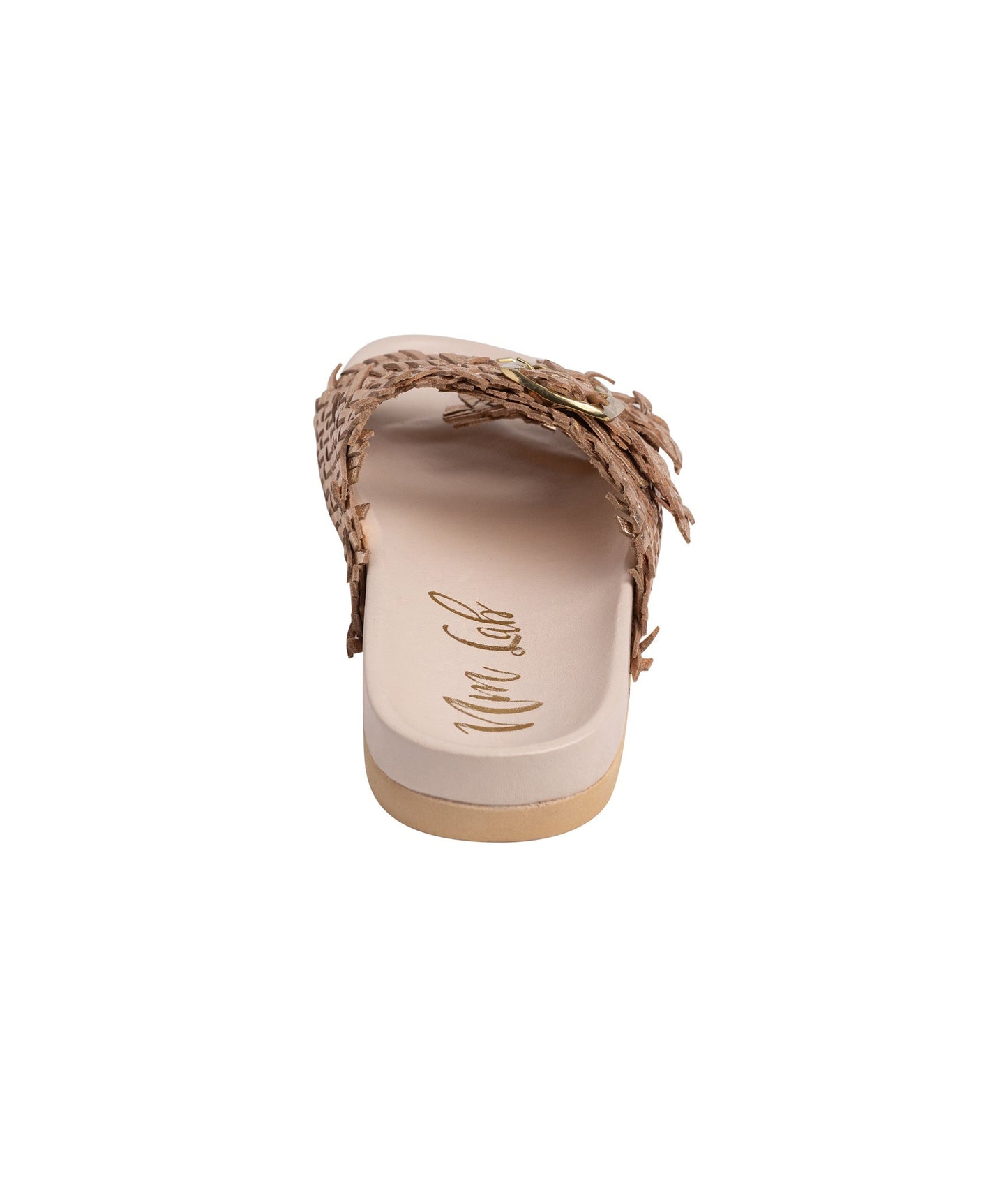 Naughty Monkey Intertwine Woven Strap Slide in Champagne